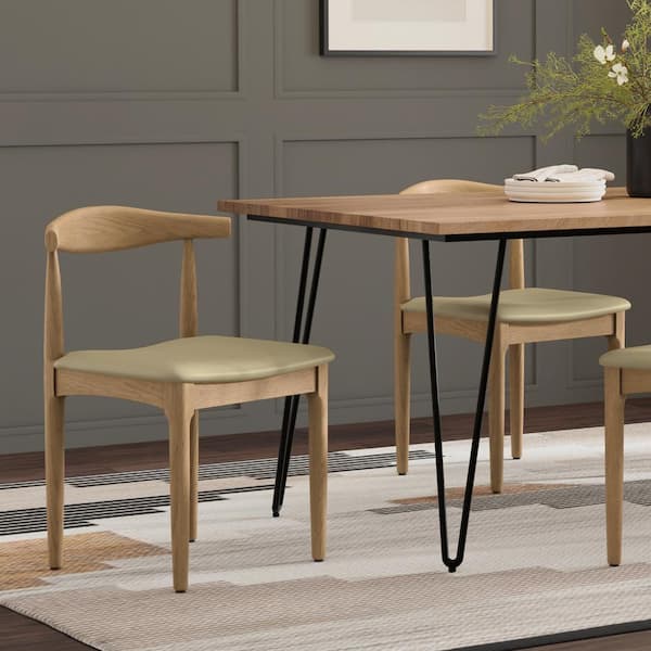 Simpli Home Molly Mid Century Modern Dining Chair (Set of 2) in Cream Vegan Faux Leather