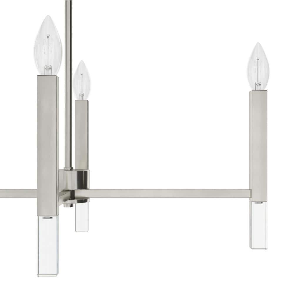 Sunjai Brushed Nickel 7-Light Linear Candlestick Chandelier