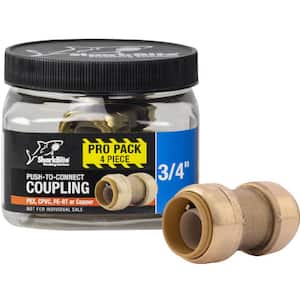 3/4 in. Push-to-Connect Brass Coupling Fitting Pro Pack (4-Pack)