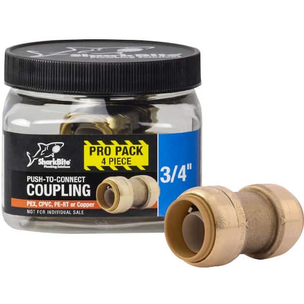 SharkBite 3/4 in. Push-to-Connect Brass Coupling Fitting Pro Pack (4-Pack)