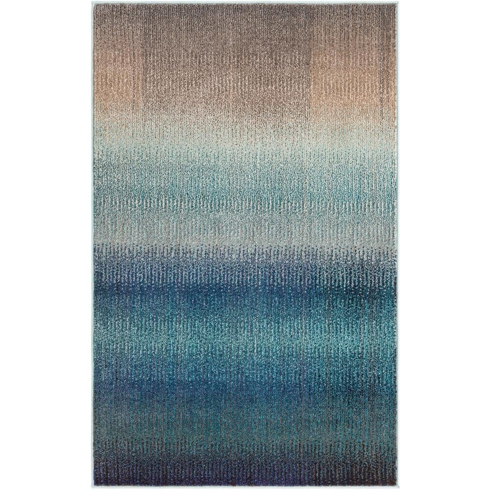 Blue Rectangular Stain-Resistant Synthetic Kids Area Rug