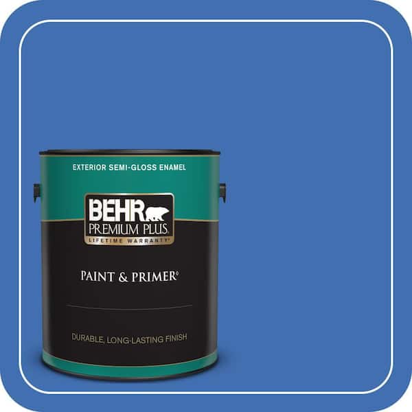 BEHR PREMIUM PLUS 1 gal. #T18-17 Wide Sky Semi-Gloss Enamel Exterior Paint & Primer