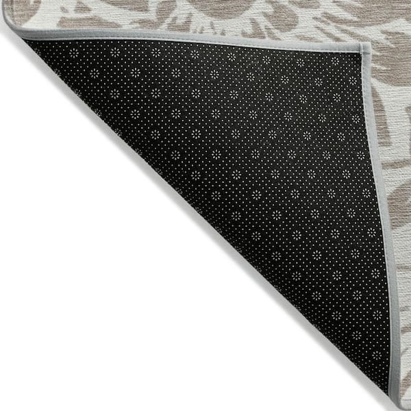 Taupe, Ivory 8 ft. x 10 ft. Woven Floral Polyester Rectangle Indoor / Outdoor Area Rug