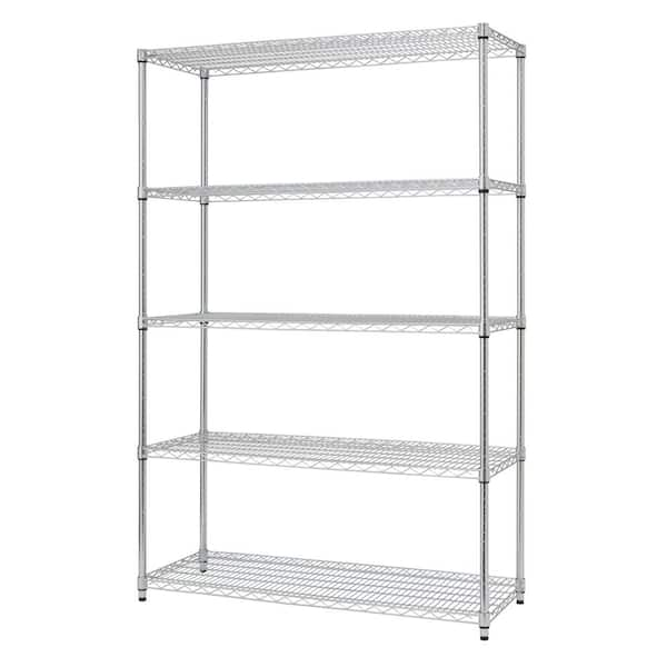 Rubbermaid 800 lb Capacity 4 Shelf Wire Shelving - Starter Unit 50 W x 18 Deep x 67-5/32 H, Chrome FG9G8000CHRM - 52640406