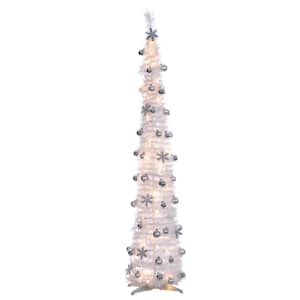 6 ft. H White PopUp Decorated Tree