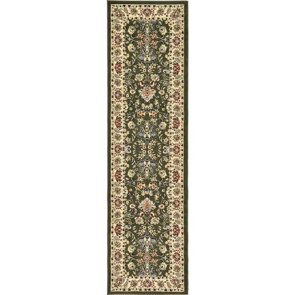 Unique Loom Sialk Hill Washington Green 2' 7 x 10' 0 Runner Rug
