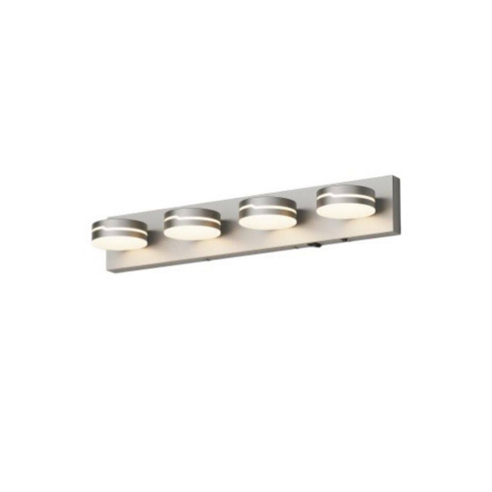 25.6 in. 4-Light Nickel Dimmable LED Motion Sensor Vanity Light with 3-CCT Adjustable Switch and Acrylic Lampshade price history on PriceWatchPro