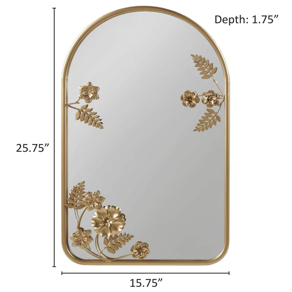 Gold Arched Floral Metal Frame Wall Mirror