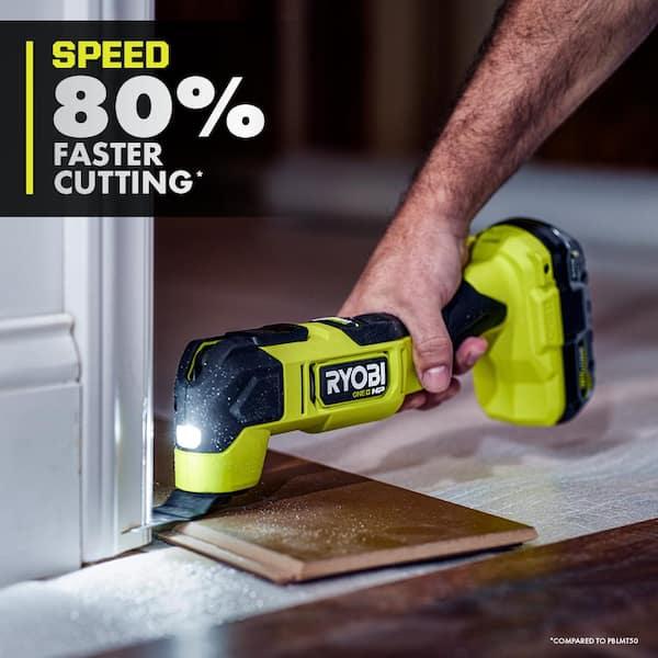RYOBI ONE+ HP 18V Brushless Cordless Oscillating Multi-Tool (Tool Only) with 4-Piece Wood Oscillating Multi-Tool Blade Set