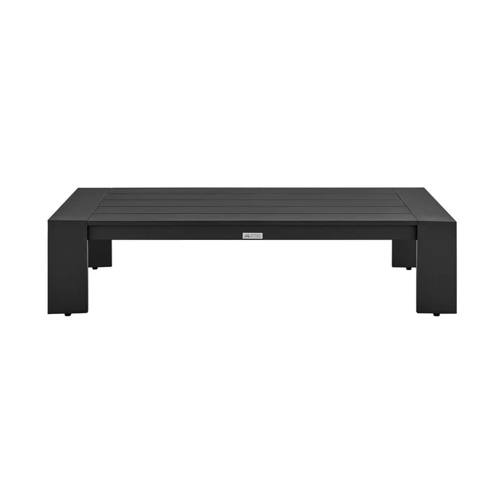Koda Black Aluminum Outdoor Coffee Table with Gray Cushions