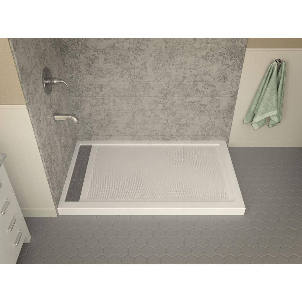 Field Series 60'' White Acrylic Double Threshold Shower Base