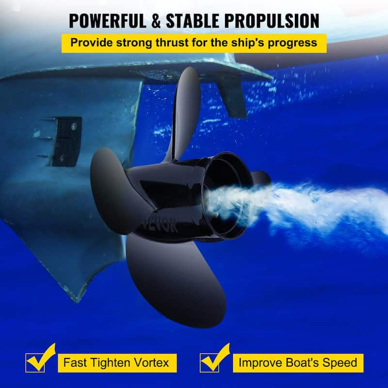 Outboard Propeller 4-Blade Boat Propeller 14-1/2 in. x 17 in. for 135 to 300 HP 2-Stroke and 4-Stroke Outboards