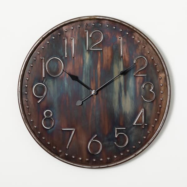 SULLIVANS 27.75 in. H Rustic Metal Wall Clock; Brown