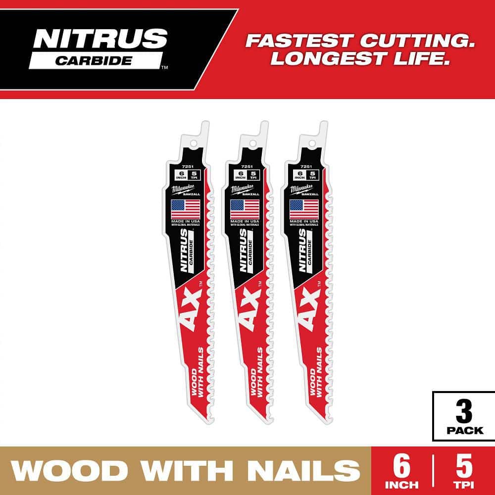 6 in. 5 TPI NITRUS AX Carbide Teeth Demolition Nail-Embedded Wood Cutting SAWZALL Reciprocating Saw Blade 3PK price history on PriceWatchPro