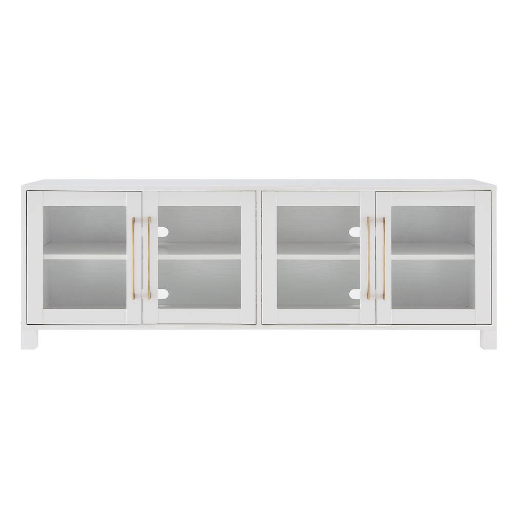 Quincy Modern 68" White Metal TV Stand with Enclosed Cabinets