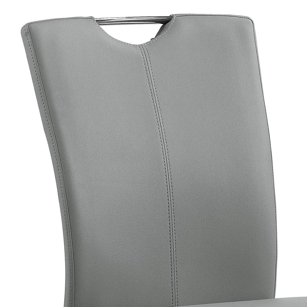 Gray Faux Leather Upholstered Side Chair with Chrome Metal Legs