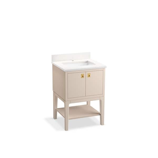 KOHLER Seagrove 25in. Single Sink Freestanding Light Clay Bath Vanity with White Quartz Top Assembled