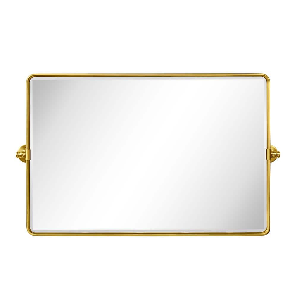 Lutalo 35 in. W x 23 in. H Rectangular Metal Framed Pivot Wall Mounted Bathroom Vanity Mirror in Brushed Gold price history on PriceWatchPro