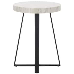 Guenon 18 in. Gray/Black Round Metal End Table