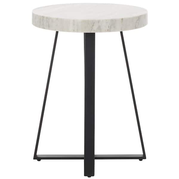 SAFAVIEH Guenon 18 in. Gray/Black Round Metal End Table