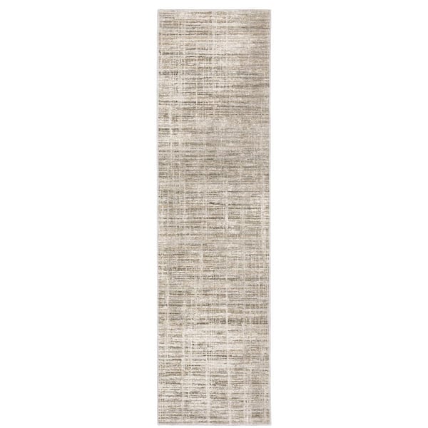 AVERLEY HOME Newcastle Beige/Ivory 2 ft. x 8 ft. Abstract Distressed Polyester Indoor Runner Area Rug