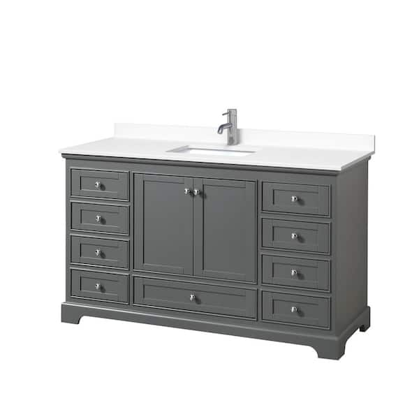 Wyndham Collection Deborah 60in.Wx22 in.D Single Vanity in Dark Gray ...