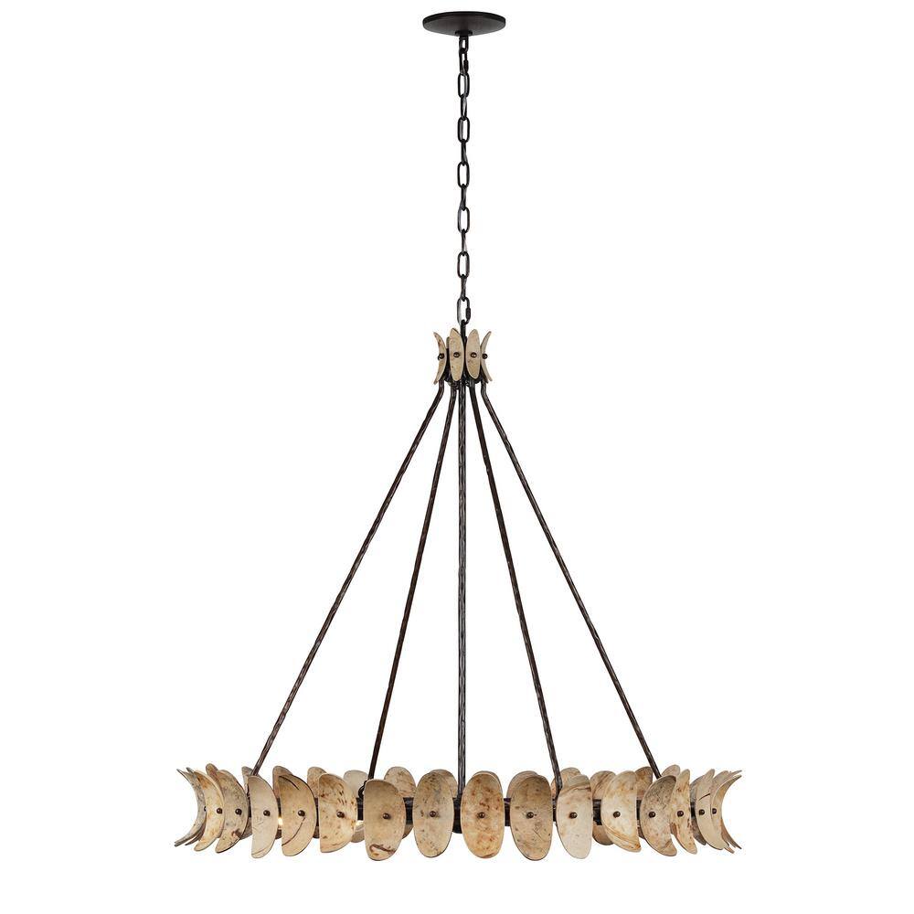 Natural Champagne Mist 8-Light Coconut Shell Chandelier