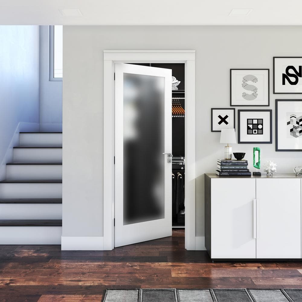 24" x 80" Frosted Glass Primed Solid Wood Interior Door Slab