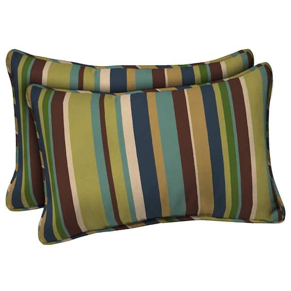 Hampton Bay Lakeside Stripe Outdoor Lumbar Pillow (2-Pack)-DISCONTINUED