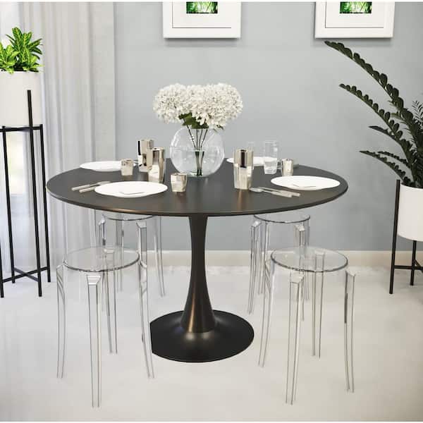 Averill 18.1 in. Clear Backless Plastic Dining Stool with Plastic Seat