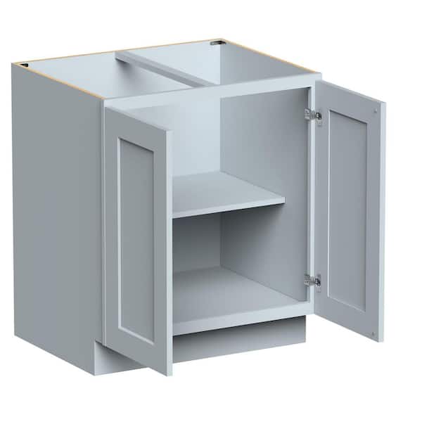 30 in W x 24 in. D x 34.5 in. H Ready to Assemble Full Height Door Base Cabinet  in Dove Gray with 2 Doors and 1 Shelf
