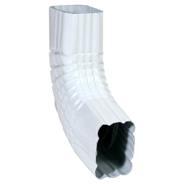 Gibraltar Building Products 2 in. x 3 in. White Steel 75 Degree B-Style Downspout Elbow