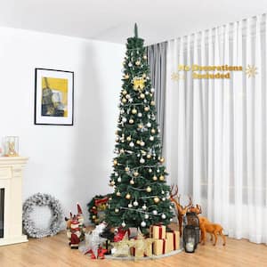 8 ft. Green Unlit PVC Slim Pencil Artificial Christmas Tree with Stand