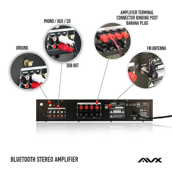 los van Bedrijfsomschrijving Uitstroom AVX Audio Bluetooth Stereo Amplifier-Receiver With Phono Input and FM Tuner  BTA-3000 - The Home Depot