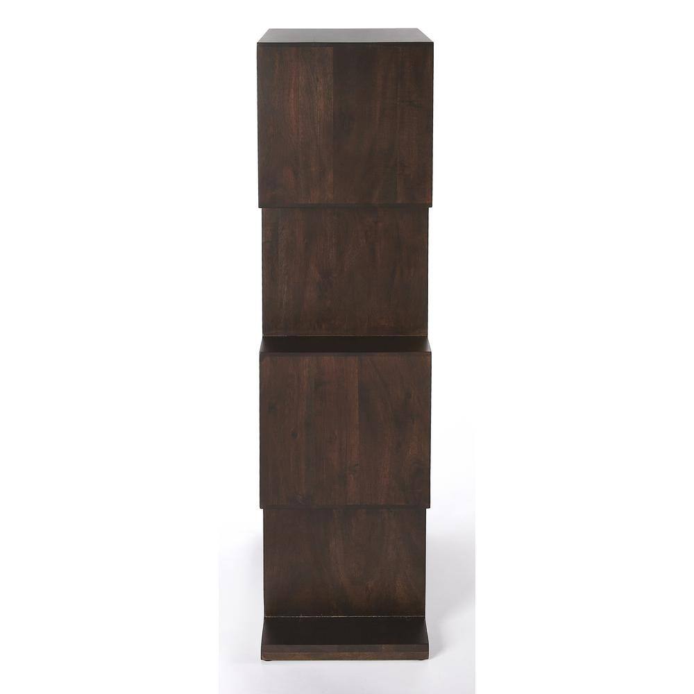 Stockholm Dark Brown Mango Wood Cubical Etagere Bookshelf