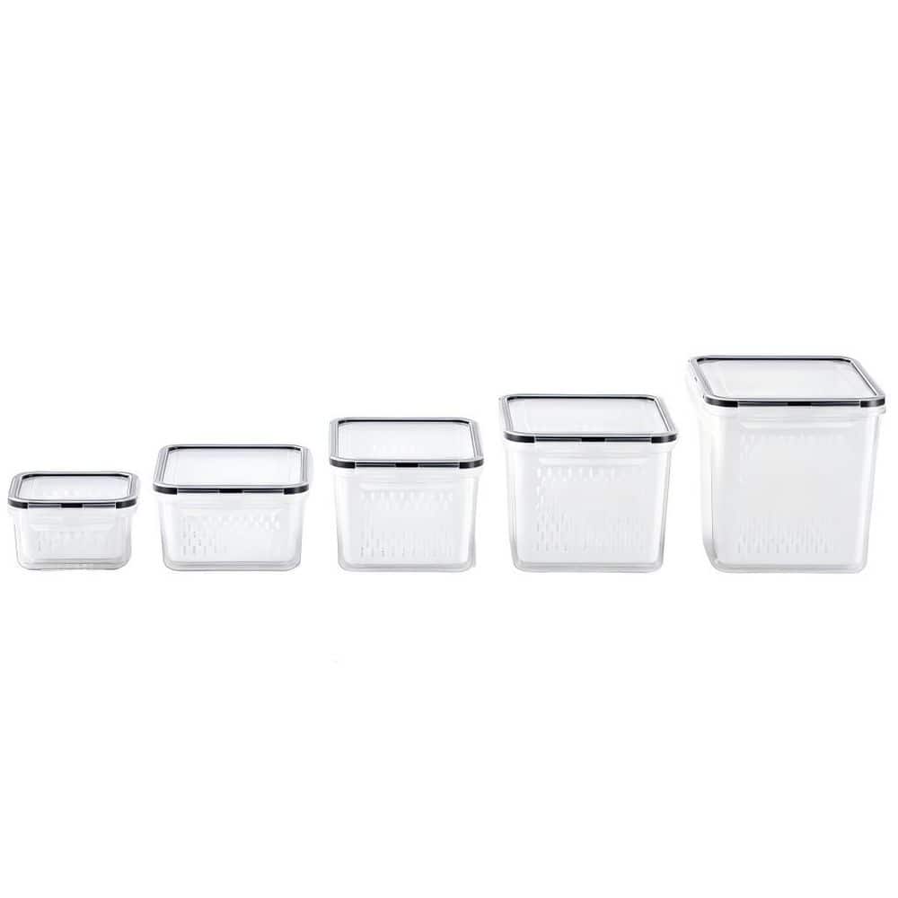 5 Pack Large Fridge Produce Containers with Colander, Leakproof Microwave Safe Storage for Fruit Veggie Meat price history on PriceWatchPro