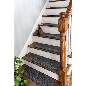 Charcoal Doormat 8 in. x 28 in. Oval Stair Treads Braided Lefebvre Indoor/Outdoor