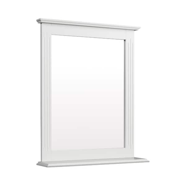 Wall Mounted MDF Bathroom Vanity Mirror with Shelf White 22.5 in W x 27 in H