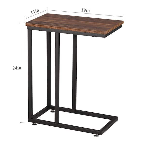 11 in. W Brown C-Shaped End Side Couch Table, Snack Style for Living Room, Sofa, Wood TV Tray (Set of 2)
