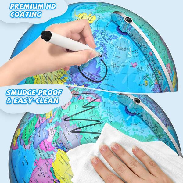 15 in. x 12 in. Illuminated World Globe TG-D804G - The Home Depot