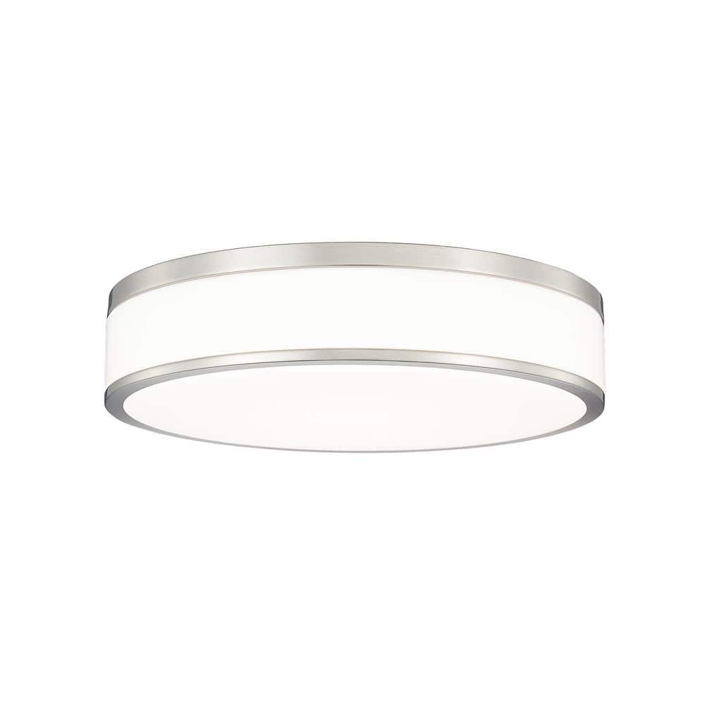 Ballord 16 in. Brushed Nickel Flush Mount with Acrylic Shade and no bulbs