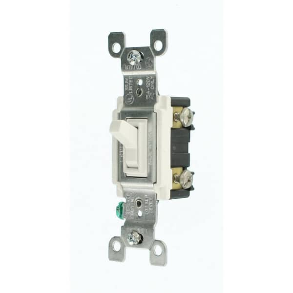 15 Amp 3-Way CO/ALR AC Quiet Toggle Switch, White 15 Amp 3-Way CO/ALR AC Quiet Toggle Switch, White