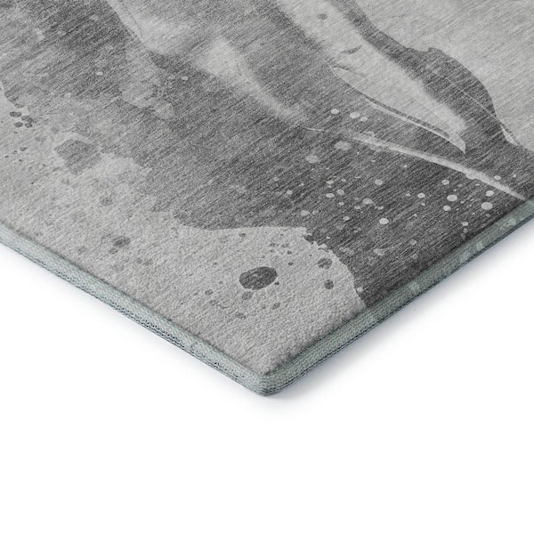 Mayfield Premium Machine Washable Abstract AMF1523 Gray 9 ft. x 12 ft. Area Rug
