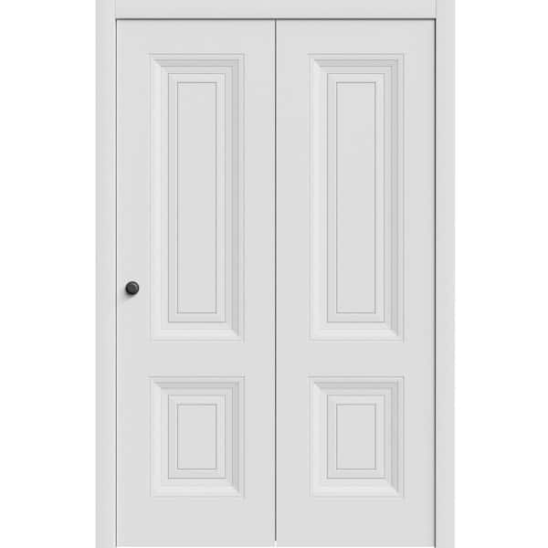 7422 56 in. x 96 in. Sold Core White Color Wood Bi-fold Door with Hardware