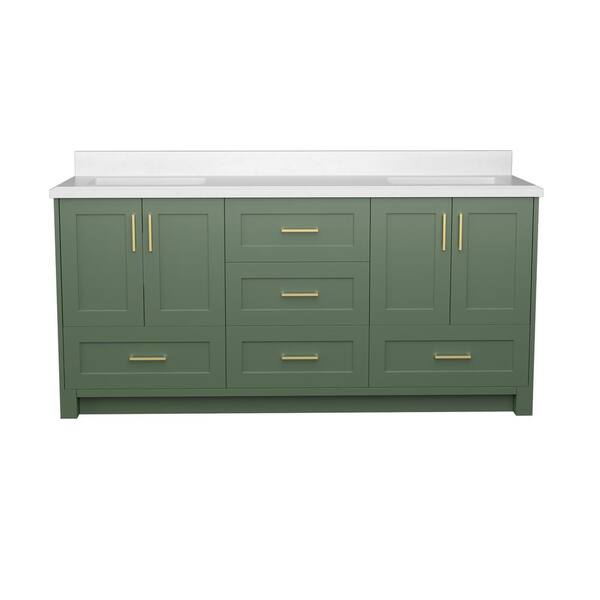 Zeafive 72 in.W x 22 in.D x 35 in.H Double Sinks Bath Vanity for Bathroom in Green with