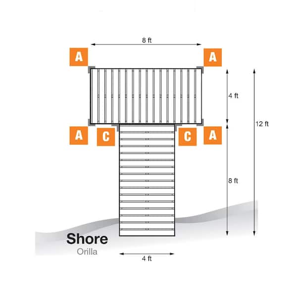 12 ft. T-Style Aluminum Dock Frames and Hardware for Aluminum Dock Systems
