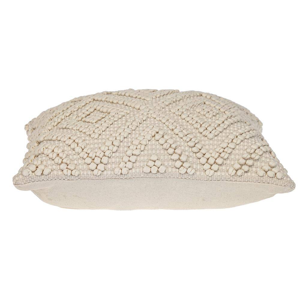 Off-White Cotton Geometric 20" Square Pillow