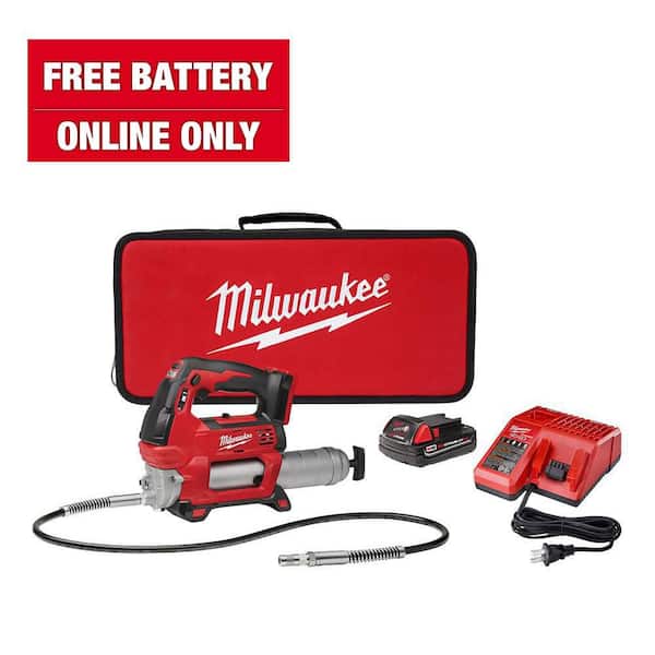 M18 18V Lithium-Ion Cordless Grease Gun 2-Speed with (1) 1.5Ah Batteries, Charger, Tool Bag
