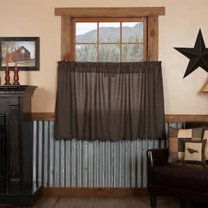 Kettle Grove 36 in. W x 36 in. L Primitive Plaid Light Filtering Tier Window Panel in Black Khaki Pair