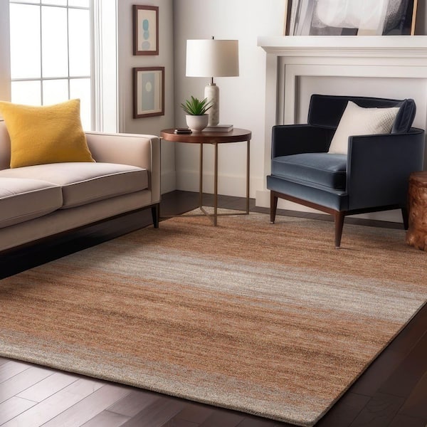 Mayfield Premium Machine Washable Abstract AMF1033 Copper 9 ft. x 12 ft. Area Rug